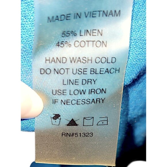 Chaus Sport Women's Sz M Turquoise Linen Blend Long sleeve Roll button-up shirt - Picture 5 of 6